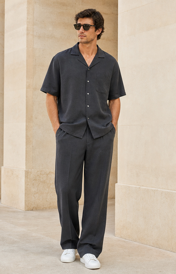 Elegant fashion outfit demonstrating balanced clothing color combinations